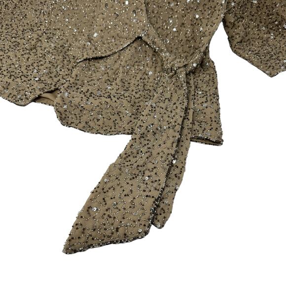 Chadwicks Sequin Beaded Wrap Top Womens SZ 4 Holiday Glam Party Evening Blouse - Picture 3 of 12